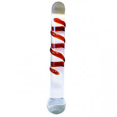 8 inch Glass Red Spiral Dildo